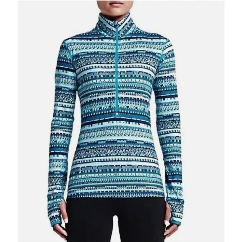 NIKE Pro Dri Fit Womens Blue Half Zip Long Sleeve Athletic Running Size XS NWT